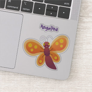 Pegatina Ilustracion de personalizado de mariposa naranja f
