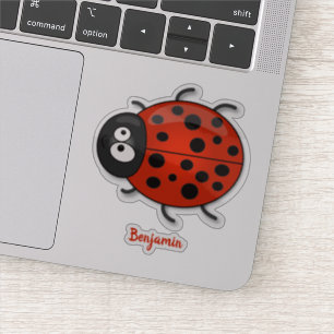 Pegatina Ilustracion de personalizado de mariquita roja fel