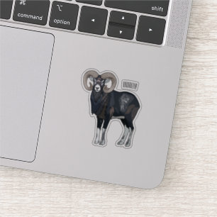 Pegatina Ilustracion de personalizado de ovino Mouflon