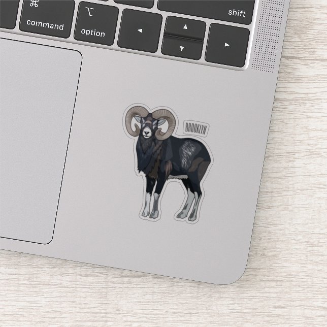 Pegatina Ilustracion de personalizado de ovino Mouflon (Detalle)