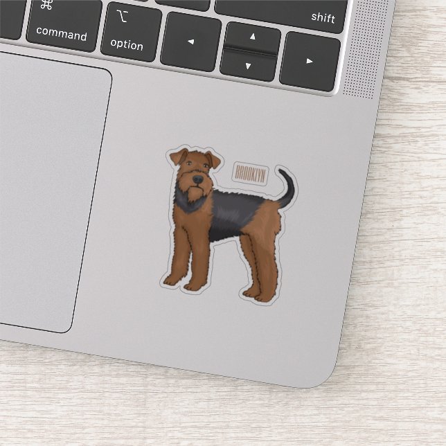 Pegatina Ilustracion de personalizado de perro Airedale ter (Detalle)