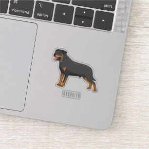 Pegatina Ilustracion de personalizado de perro de Rottweile