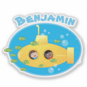 Pegatina Ilustracion de personalizado de pescado submarino