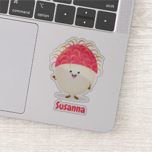 Pegatina Ilustracion de personalizado de rambután rosa aleg