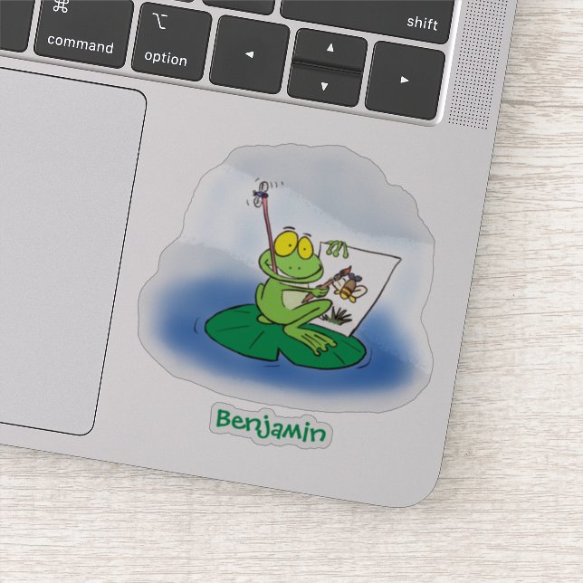 Pegatina Ilustracion de personalizado de rana verde lindo (Detalle)
