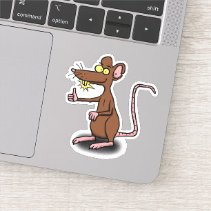 Pegatina Ilustracion de personalizado de rata marrón gracio