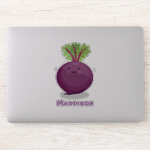 Pegatina Ilustracion de personalizado de remolacha morada f
