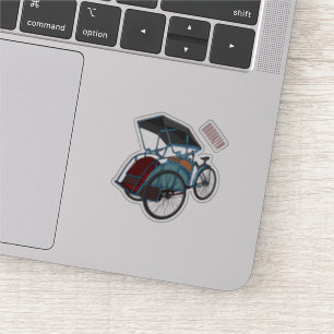 Pegatina Ilustracion de personalizado de rickshaw en bicicl