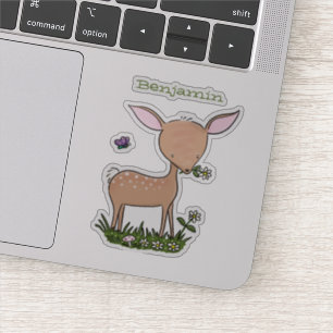 Pegatina Ilustracion de personalizado de venado lindo y fel