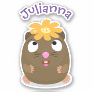 Pegatina Ilustracion de personalizado feliz de conejillo de
