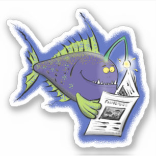 Pegatina Ilustracion de personalizado morado de peces anglo