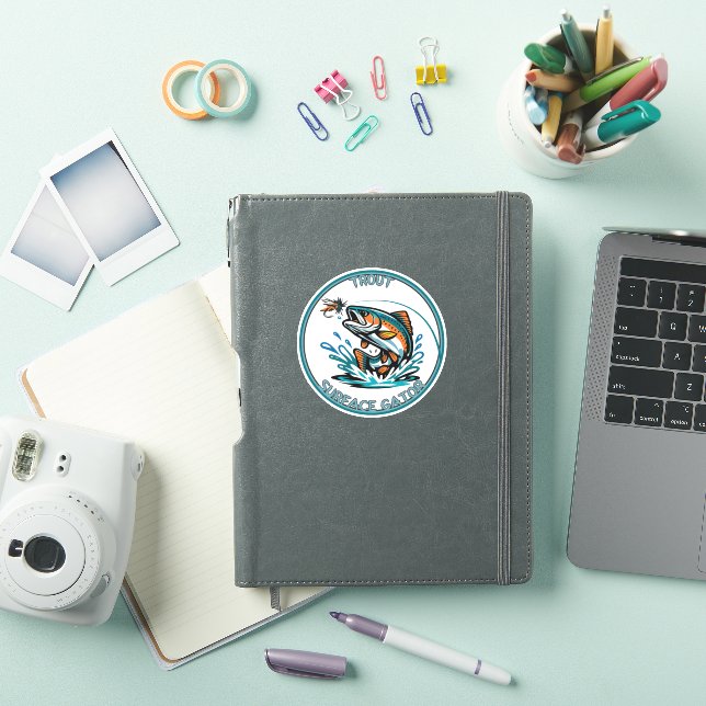 Pegatina Ilustración de pesca con mosca logo Trucha Superfi (Funda para iPad)