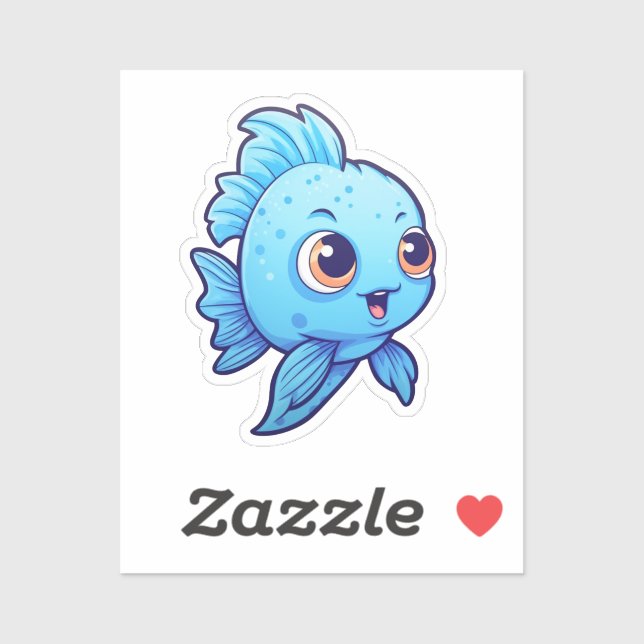 Pegatina ilustracion de pescado personalizado (Hoja)