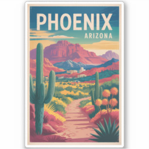 Pegatina Ilustración de Phoenix Arizona Arte de viaje vinta