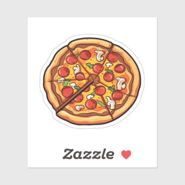 Pegatina ilustracion de pizza personalizado (Hoja)