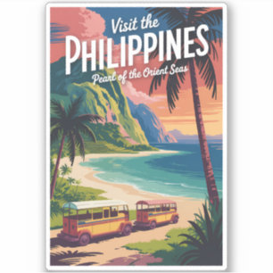 Pegatina Ilustración de playa de Filipinas Arte de viaje vi