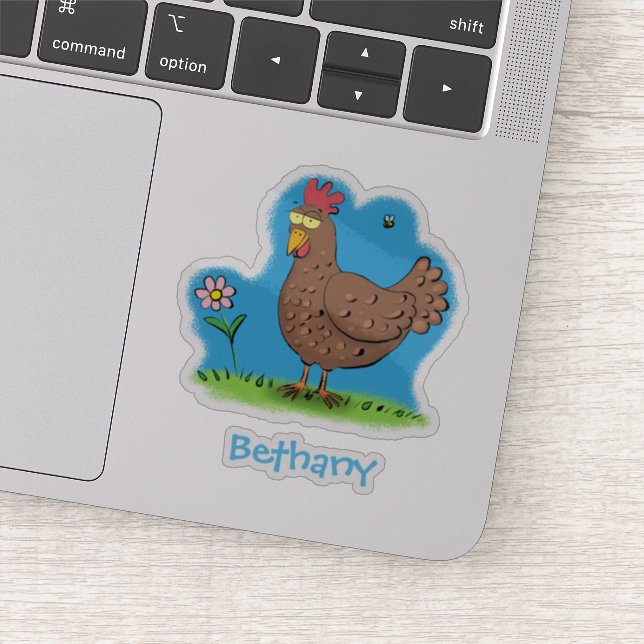 Pegatina Ilustracion de pollo con contenido de marrón graci (Detalle)