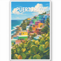 Ilustración de Puerto Rico Arte de Viaje Vintage