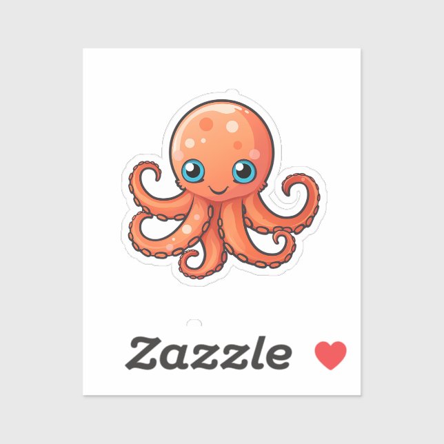 Pegatina ilustracion de pulpo personalizado (Hoja)