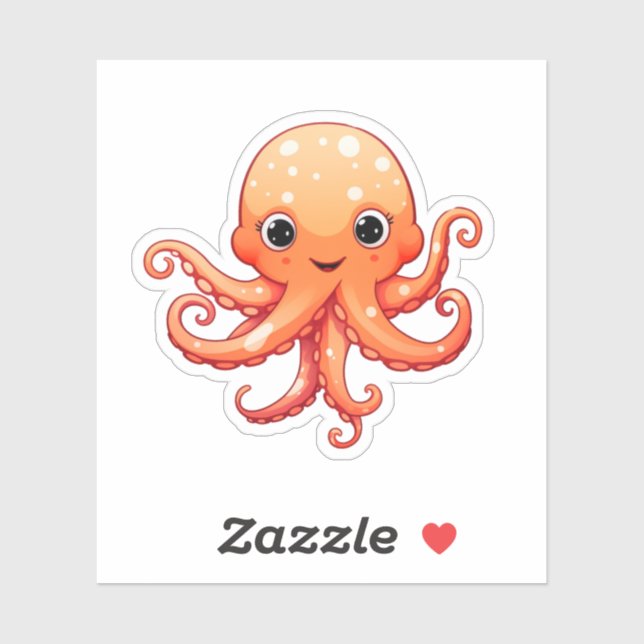 Pegatina ilustracion de pulpo personalizado (Hoja)