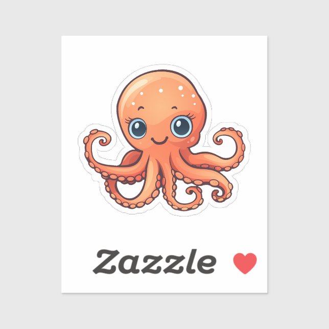 Pegatina ilustracion de pulpo personalizado (Hoja)