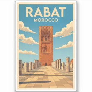 Pegatina Ilustración de Rabat Marruecos Arte de Viaje Vinta