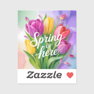 Pegatina Ilustración de ramo de tulipanes "La primavera ha 