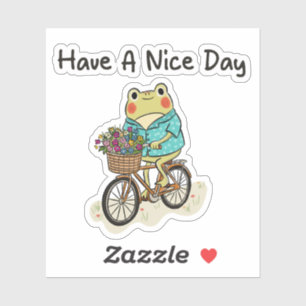 Pegatina Ilustración de rana caprichosa montando una bicicl