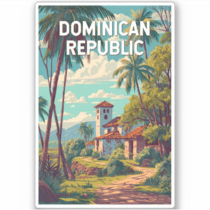 Pegatina Ilustración de República Dominicana Arte de Viaje 