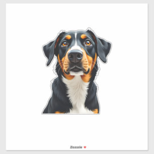 Pegatina Ilustración de retrato de perro colorido vintage r