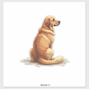 Pegatina Ilustración de Retrovisor de Perro Amante de Retri