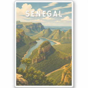Pegatina Ilustración de Senegal Arte de Viaje Vintage