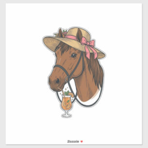 Pegatina Ilustración de sombrero de verano cóctel caballo v