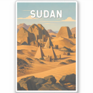 Pegatina Ilustración de Sudán Arte de Viaje Vintage