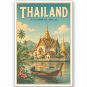 Pegatina Ilustración de templo de Tailandia Arte de viaje v
