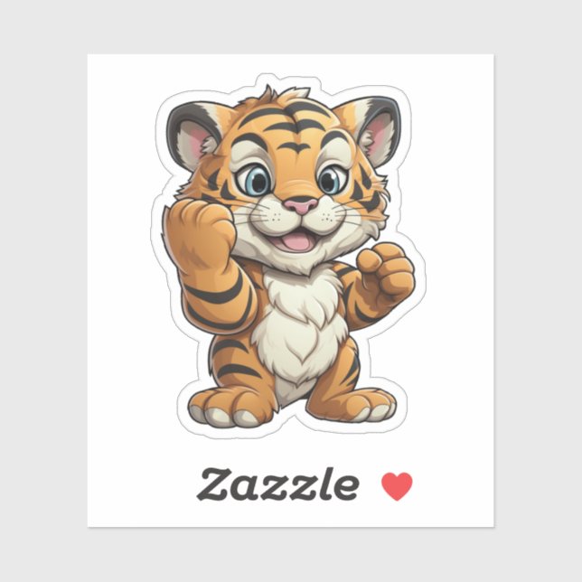 Pegatina ilustracion de tigre personalizado (Hoja)