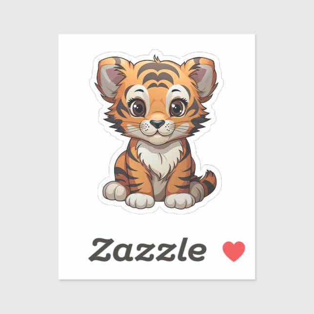 Pegatina ilustracion de tigre personalizado (Hoja)