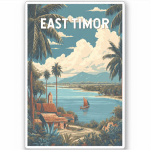 Pegatina Ilustración de Timor Oriental Arte de Viaje Vintag