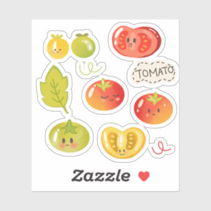 Pegatina Ilustracion de tomates dibujado a mano por Kawaii