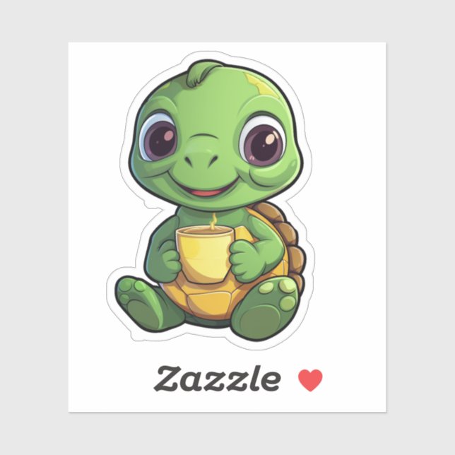 Pegatina ilustracion de tortuga personalizado (Hoja)