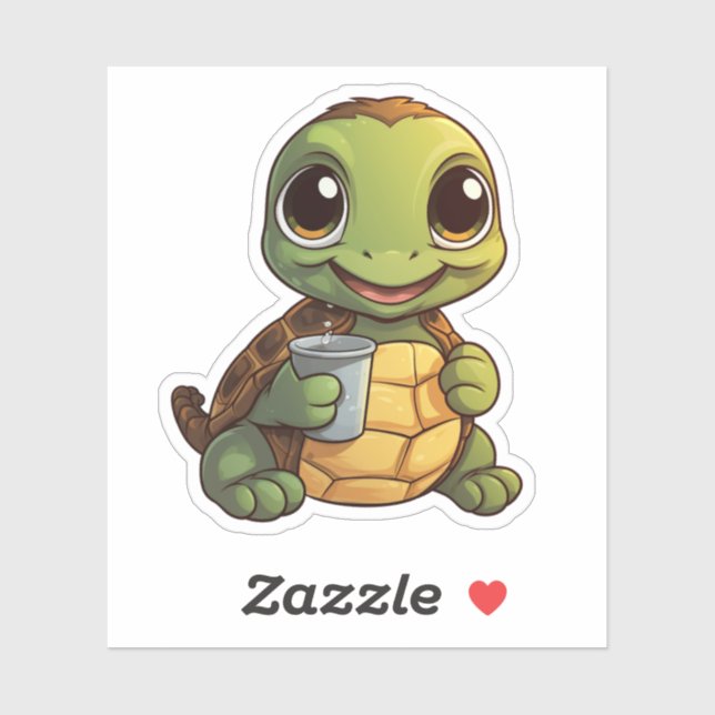 Pegatina ilustracion de tortuga personalizado (Hoja)