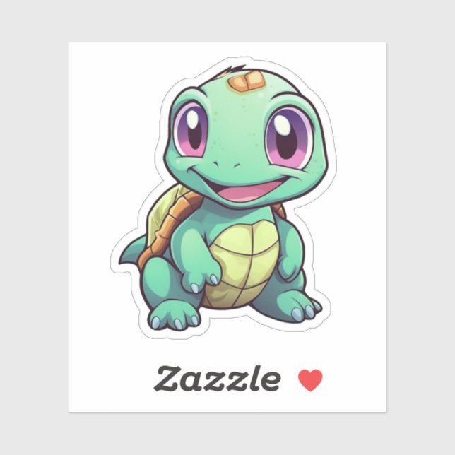 Pegatina ilustracion de tortuga personalizado (Hoja)