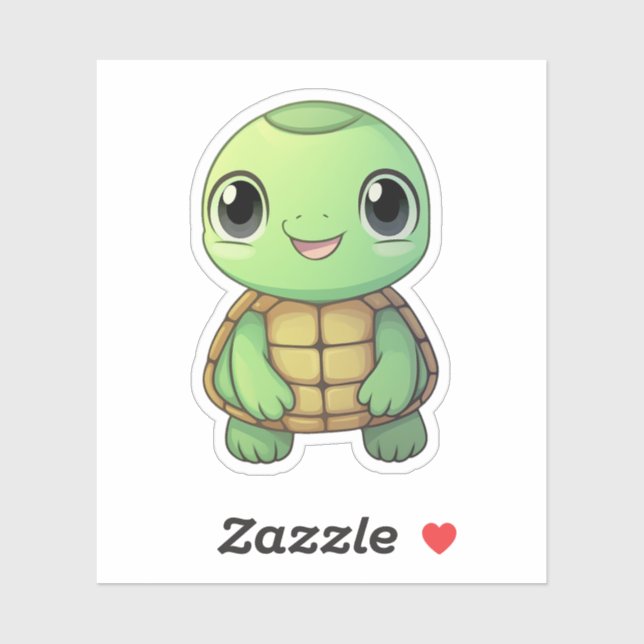 Pegatina ilustracion de tortuga personalizado (Hoja)