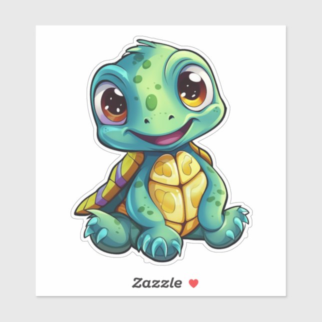 Pegatina ilustracion de tortuga personalizado (Hoja)
