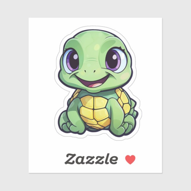 Pegatina ilustracion de tortuga personalizado (Hoja)