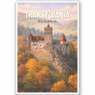 Pegatina Ilustración de Transilvania Rumania Arte de viaje
