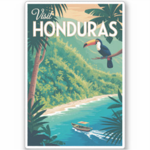 Pegatina Ilustración de Tucán de Honduras Arte de Viaje Vin