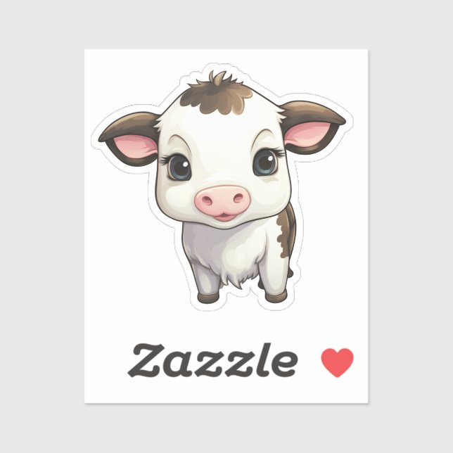 Pegatina ilustracion de vaca personalizado (Hoja)