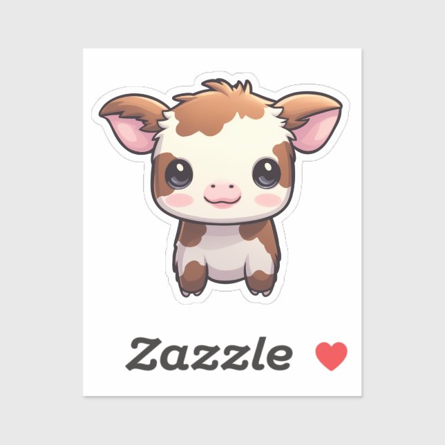 Pegatina ilustracion de vaca personalizado (Hoja)