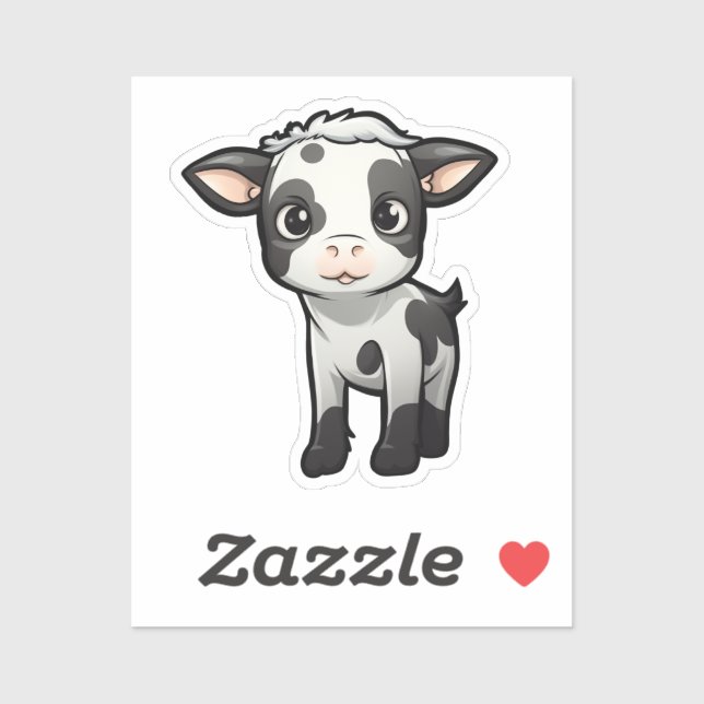 Pegatina ilustracion de vaca personalizado (Hoja)